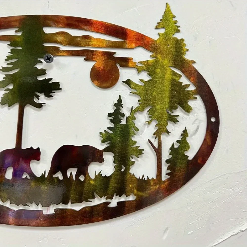 CIFBUY Christmas Deer Bear Iron Wall Art Metal Sculpture Holiday Hanging Decor Home Gift Ornament Plaque