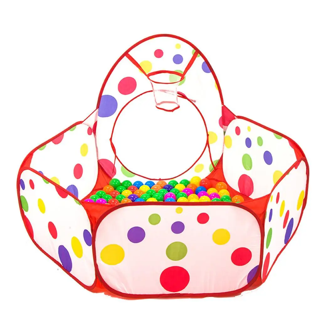 Portable children 3-in-1 Colorful Dotted Tunnel Playhouse Ball Pit Tent indoor Toy