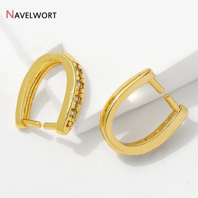 14K Gold Plated Brass Metal Inlaid Zircon Pendant Bail Hooks,Pendant Holder Bail For Jewelry Making,Jewelry Making Accessories - view 4