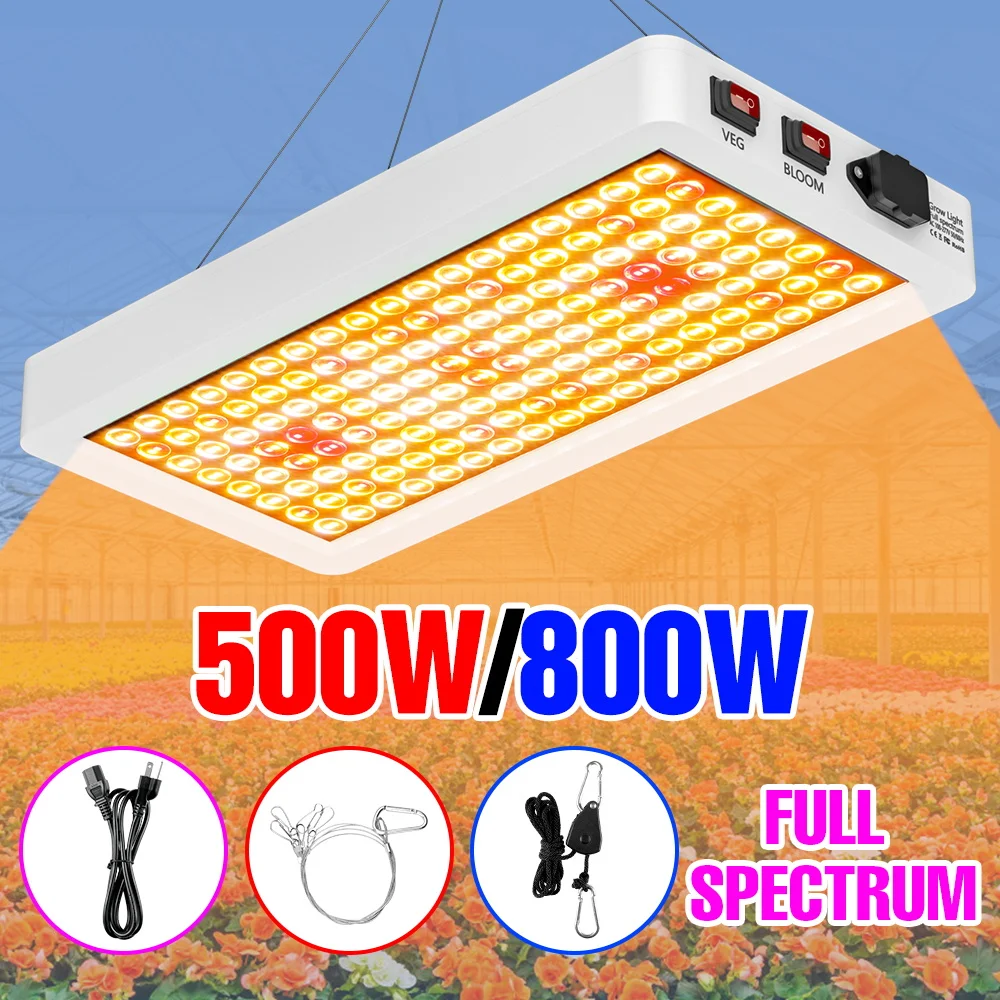 

800 Вт светодиодный светильник полного спектра для выращивания растений, 220 В, гидропоника, заполняющая лампа, тепличная палатка для выращивания семян фруктов, цветов, освещение