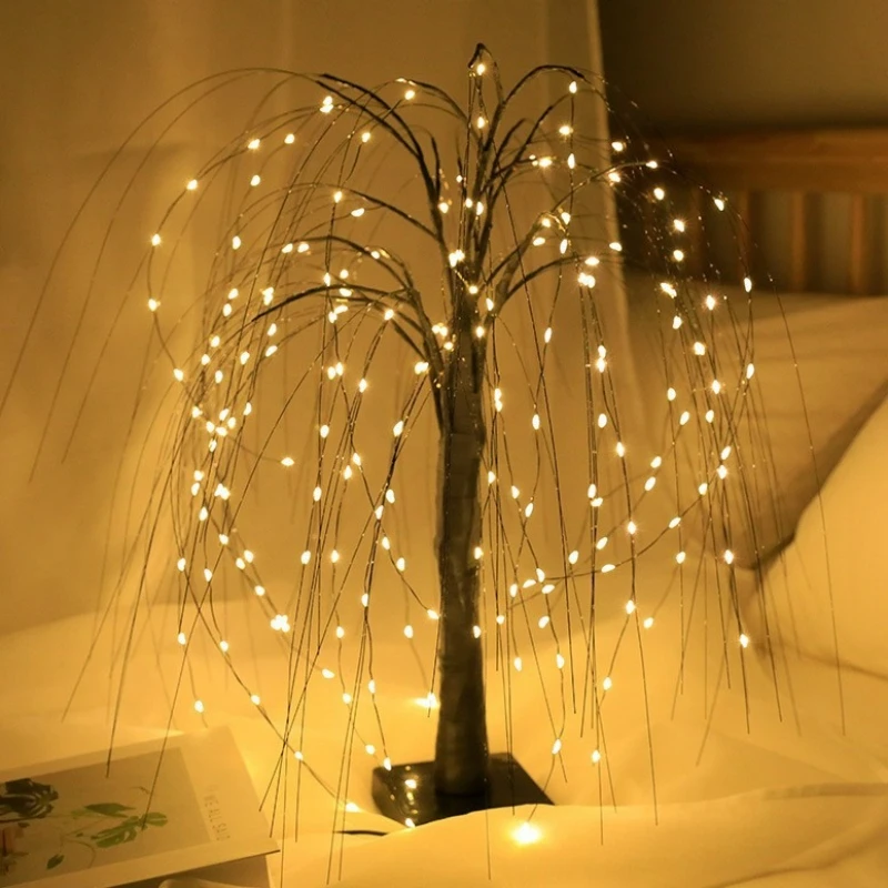 Imagem -03 - Willow Branch Lâmpada Led para Decoração de Quarto Bateria e Usb Dupla Utilização Modos Faça Você Mesmo Árvore Lâmpada Natal Aniversário Festa de Casamento 192led