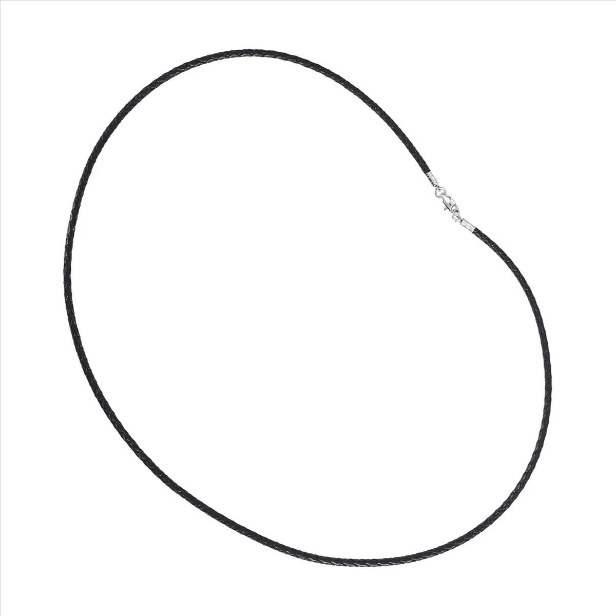 *N21R Jewelry Men's Necklace - 3mm Cord - Leather - Stainless Steel - for Men - Color Black Silver - With Gift Bag - 60cm