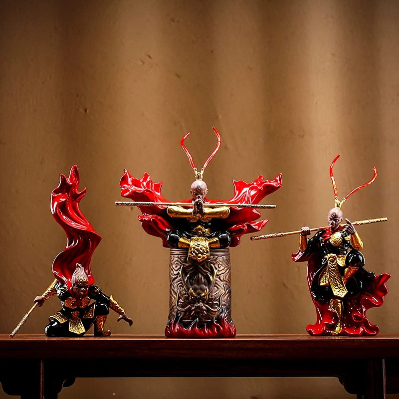 Zen Qitian Great Saint Sun Wukong Ornament Home Living Room Fish Tank Landscaping Creative Ceramics Office Entrance Decoration
