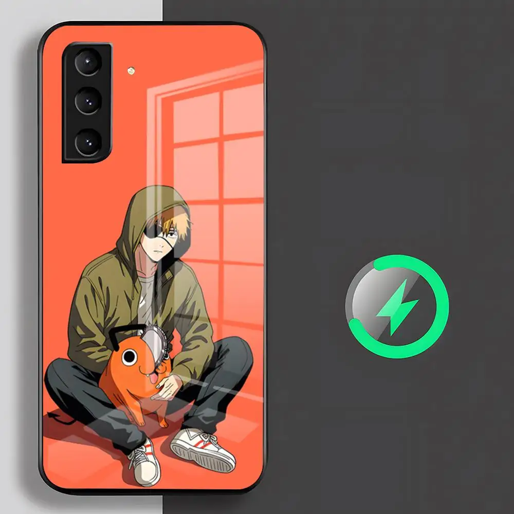 Funda de teléfono Chainsaw Man CUTE P-Pochita para Samsung S26 S25 S24 S23 S22 S21 S20 Edge Ultra Plus FE, funda de cristal Magsafe