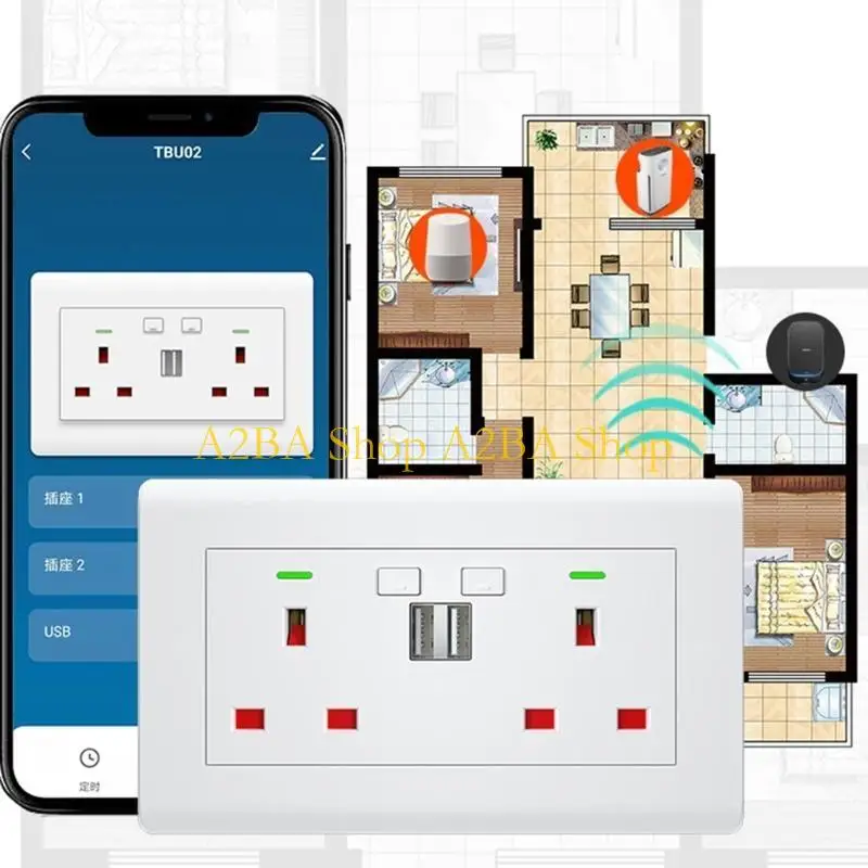a2ba-2-インチ-usb-インターフェース付き壁コンセント-スマート-ライフ-英国標準壁ソケット