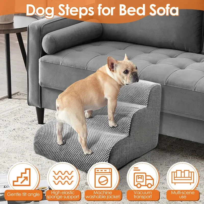 Pet Dog Stairs Ramp, Sofa Bed Side Dog Ladder, Joint‑Safe Pet Steps for Small & Elderly Dogs Puppies