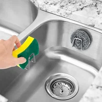 2PCS Stainless Steel Sink Sponge Holder Self Adhesive Drain Drying Rack Wall Hooks Accessories Storage Organizer 2