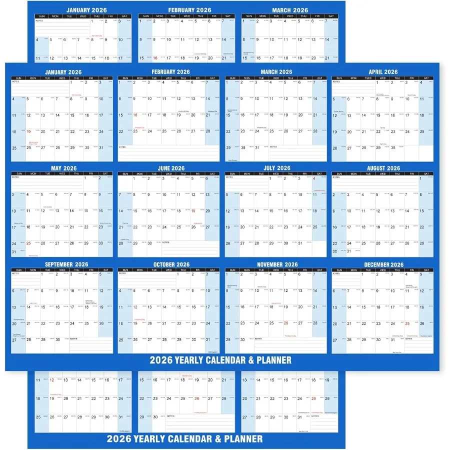 

2026 Wall Calendar Dry Erase -12 Month Wall Calendar Annual Yearly Large Wall Planner Calendar Reversible Horizontal/Vertical 2