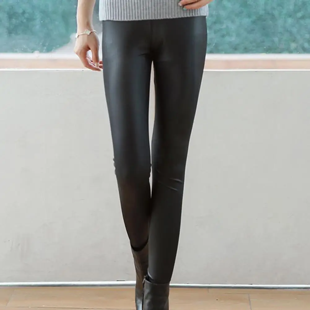 Skinny Faux Leather Women Pants Sexy Pu Leather Leggings Pants Elastic Slim Fit High Waist Leather Trousers Female Pencil Pants