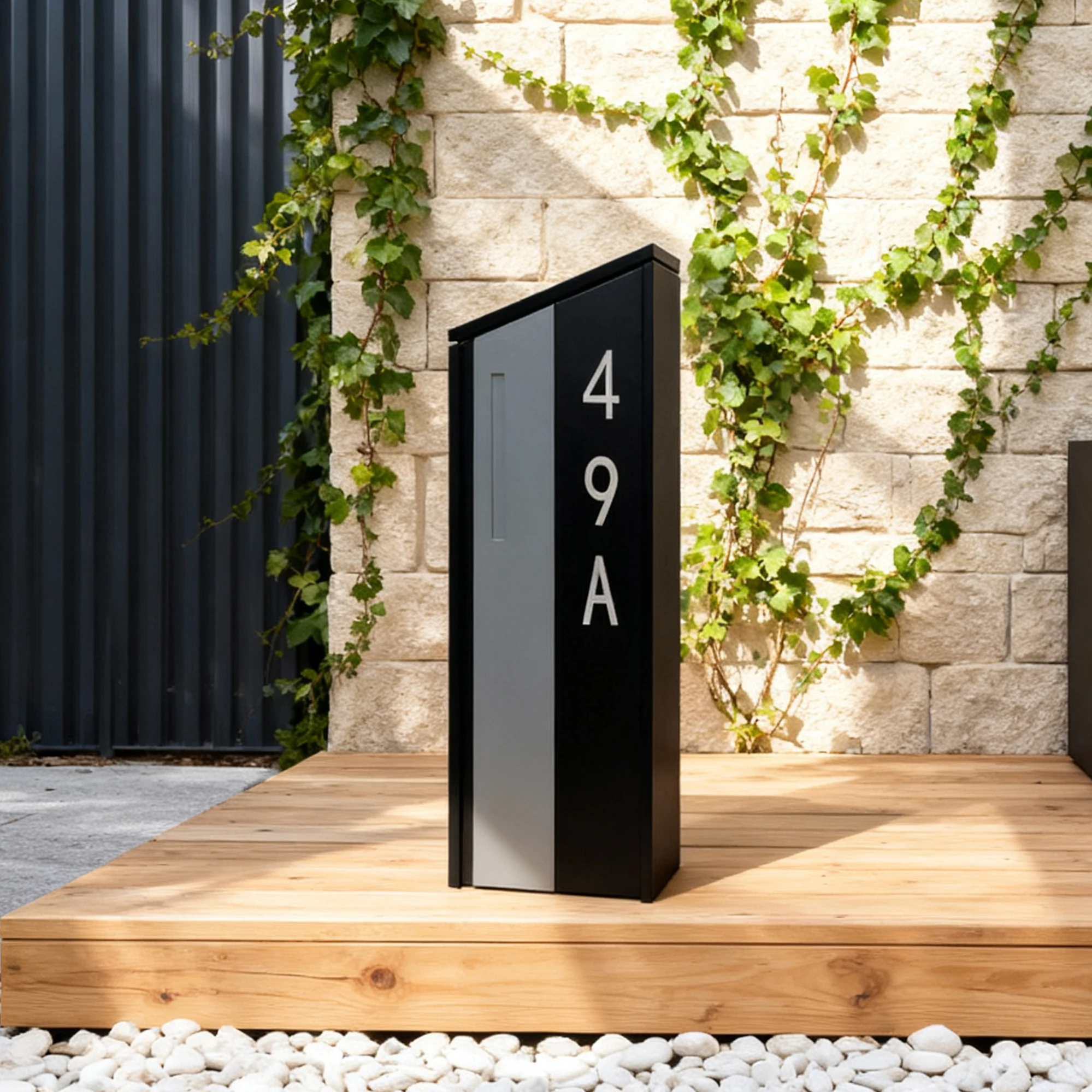 Chic Black-Grey Metal Weatherproof Free Standing Parcel Letter Slot Post Box Large Capacity Courier Mailbox Outdoor Garden