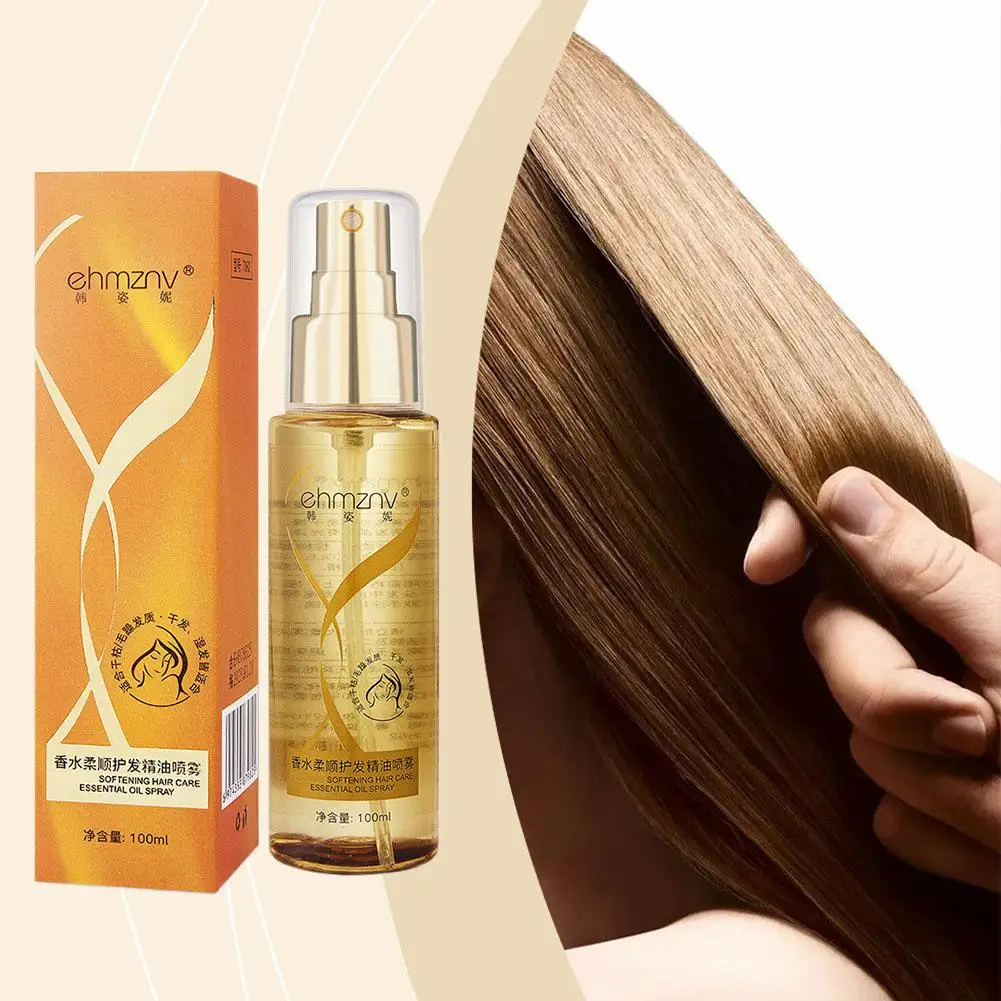 100ml spray de essência de cabelo aromaterapia óleo de cuidados com o cabelo spray de cabelo spray brilho aromático óleo de cuidados com o cabelo suave g5y5