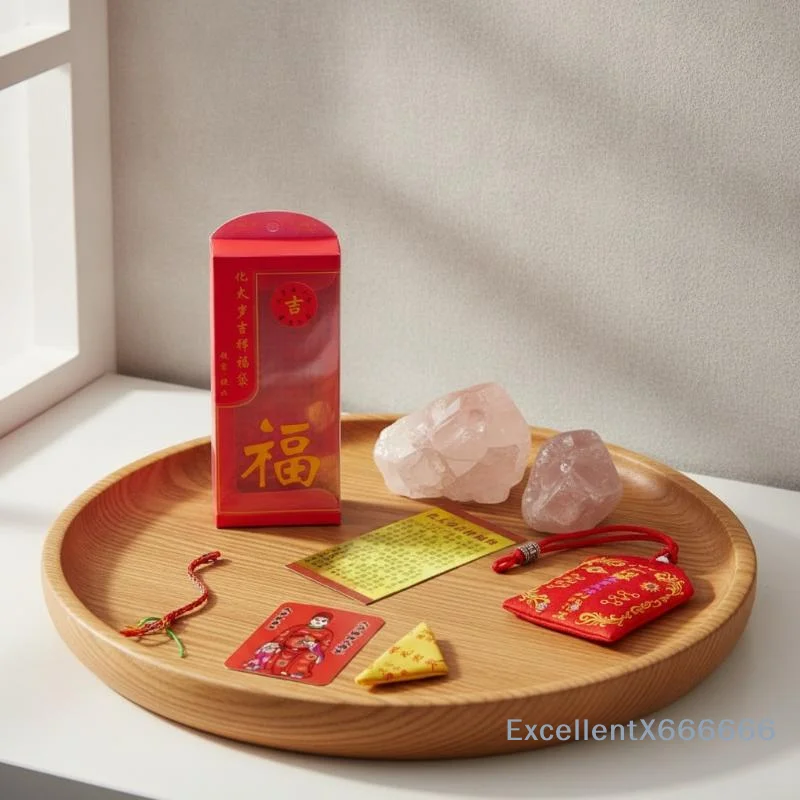 2027 Tai Sui Feng Shui Prayer Lucky Bag Gold Card Exorcism Protection Blessing Gift for Elderly Family Safety Care