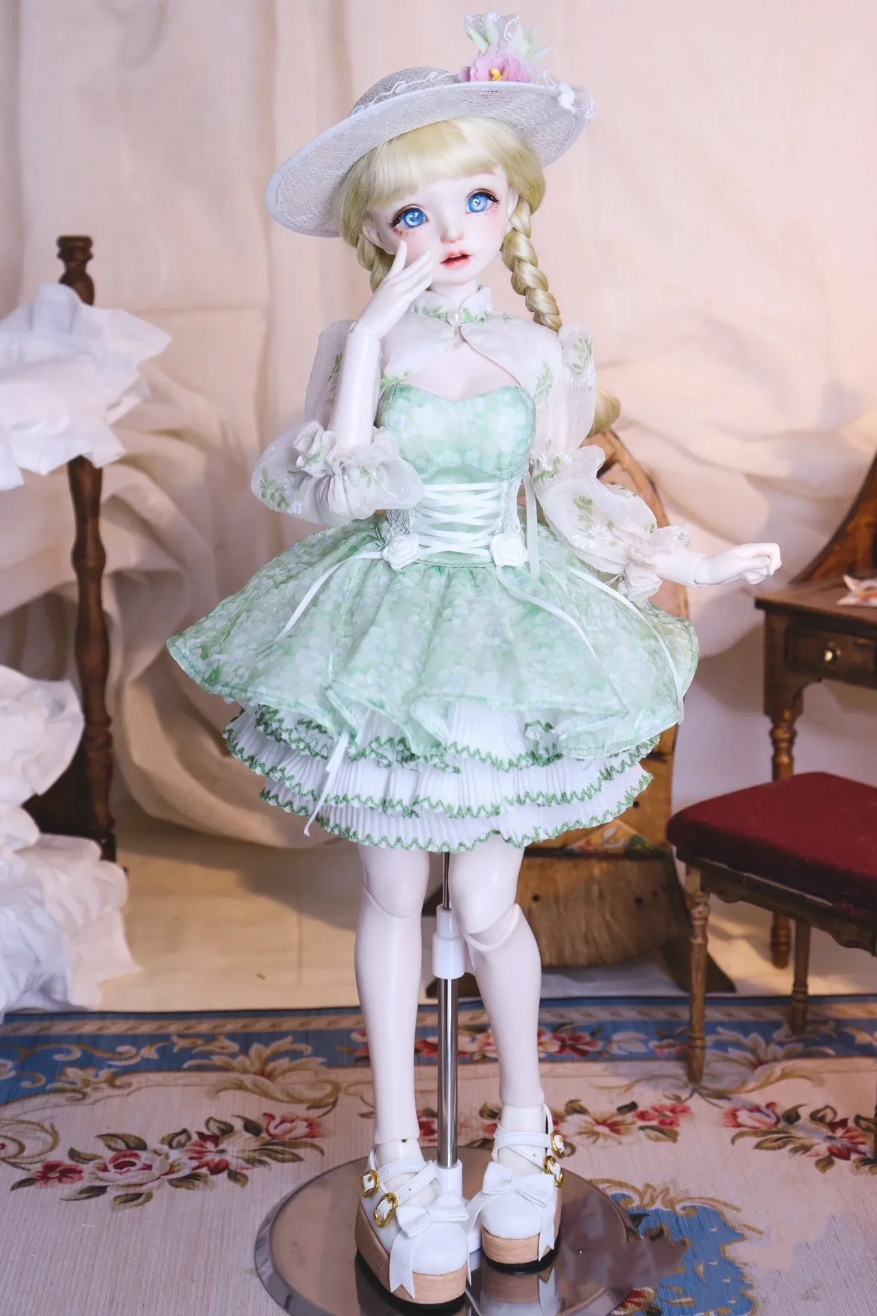 1/4 BJD ドール服 ドールアクセサリー ライトグリーン プリンセスドレス