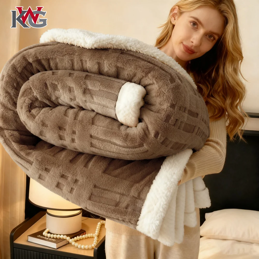 Coperta in pile di lana Getafur con motivo a scacchi, più spessa, ideale per l’autunno e l’inverno, per tenere il caldo, può essere utilizzata come coperta da divano o come lenzuolo.