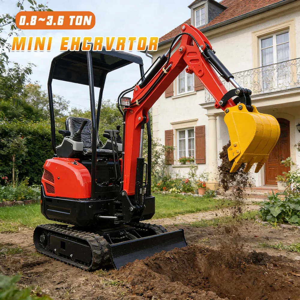 Mini Excavadora Resistente a la Intemperie de 2 Toneladas con Certificación CE, Motor Kubota, Miniexcavadora Pequeña para Uso en Múltiples Escenarios, Envío Gratuito