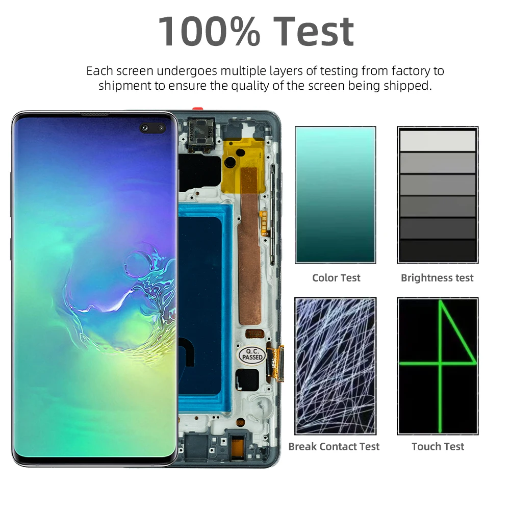 100% Tested  S10 Plus For Samsung Galaxy S10+ G975F G975U G975W G975 LCD Display Touch Screen Digitizer Assembly Replacement