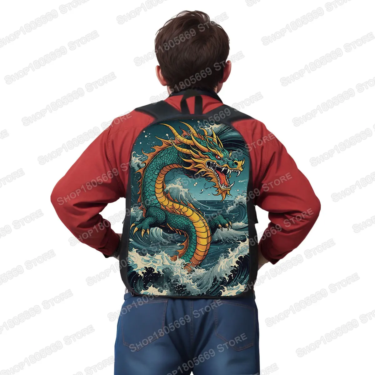 Mythical Creatures Dragon Tiger Print Backpack Women Men Rucksack for Travel Teenager School Bags Student Daypack Bookbag