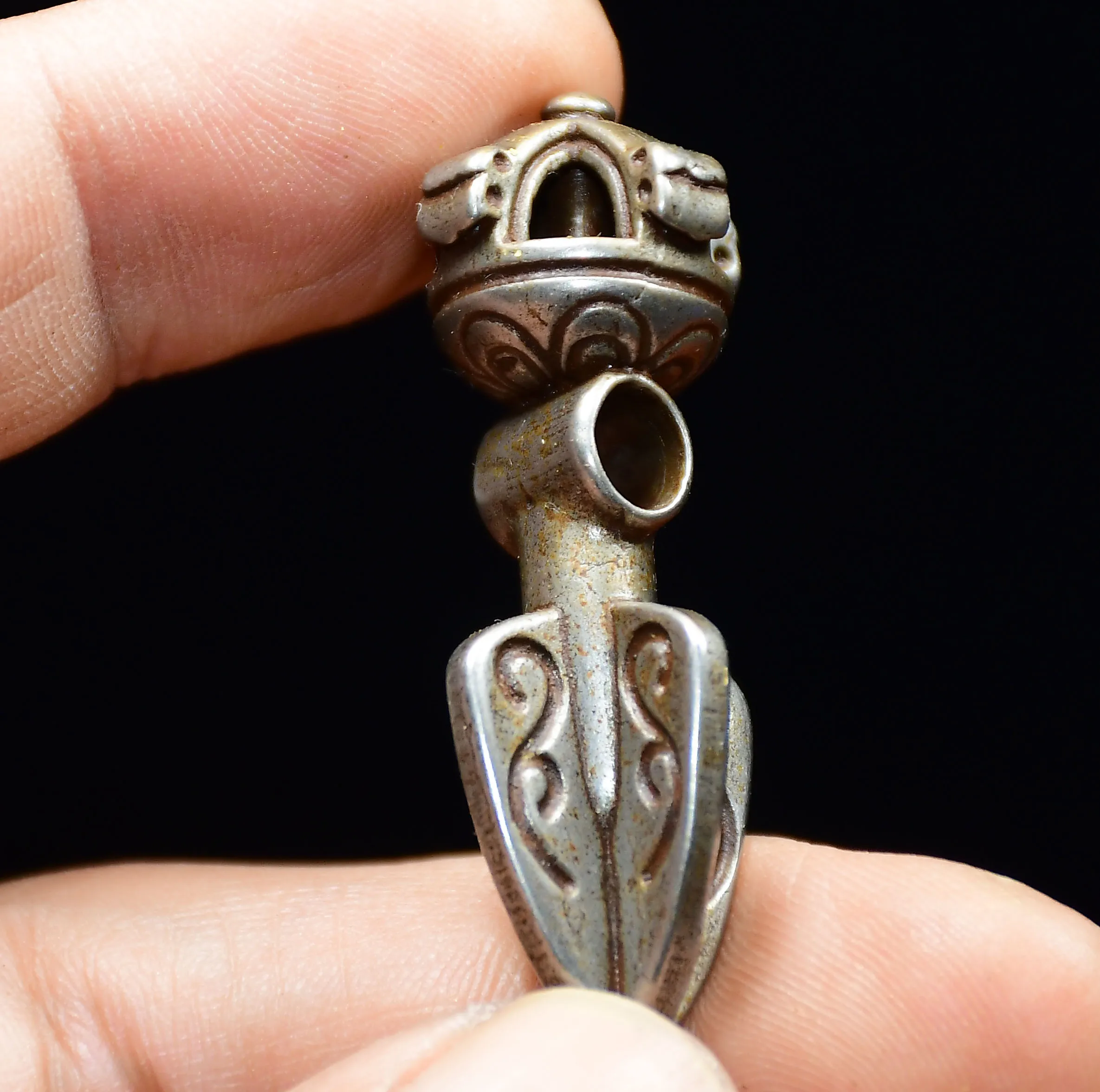 Old Iron Flower texture Five shares Dorje Vajra Phurpa Handheld components Pendant Amulet Dharam Wenfang screen