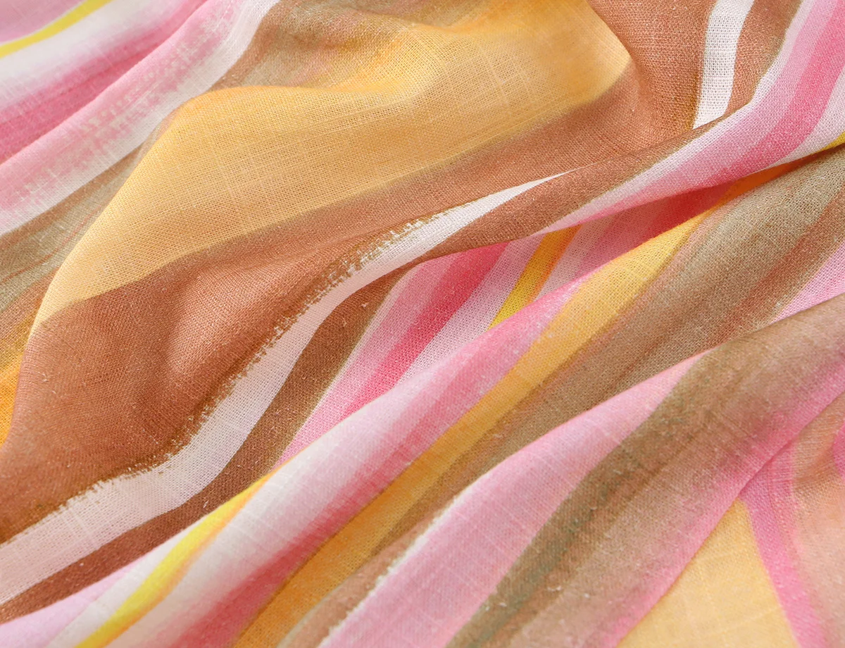 HH Damen Sommer Bunt Gestreifte Weite Hose mit Hohem Bund, Bodenlange Hose für Freizeit, Resort, Strand und Business – Detail 10