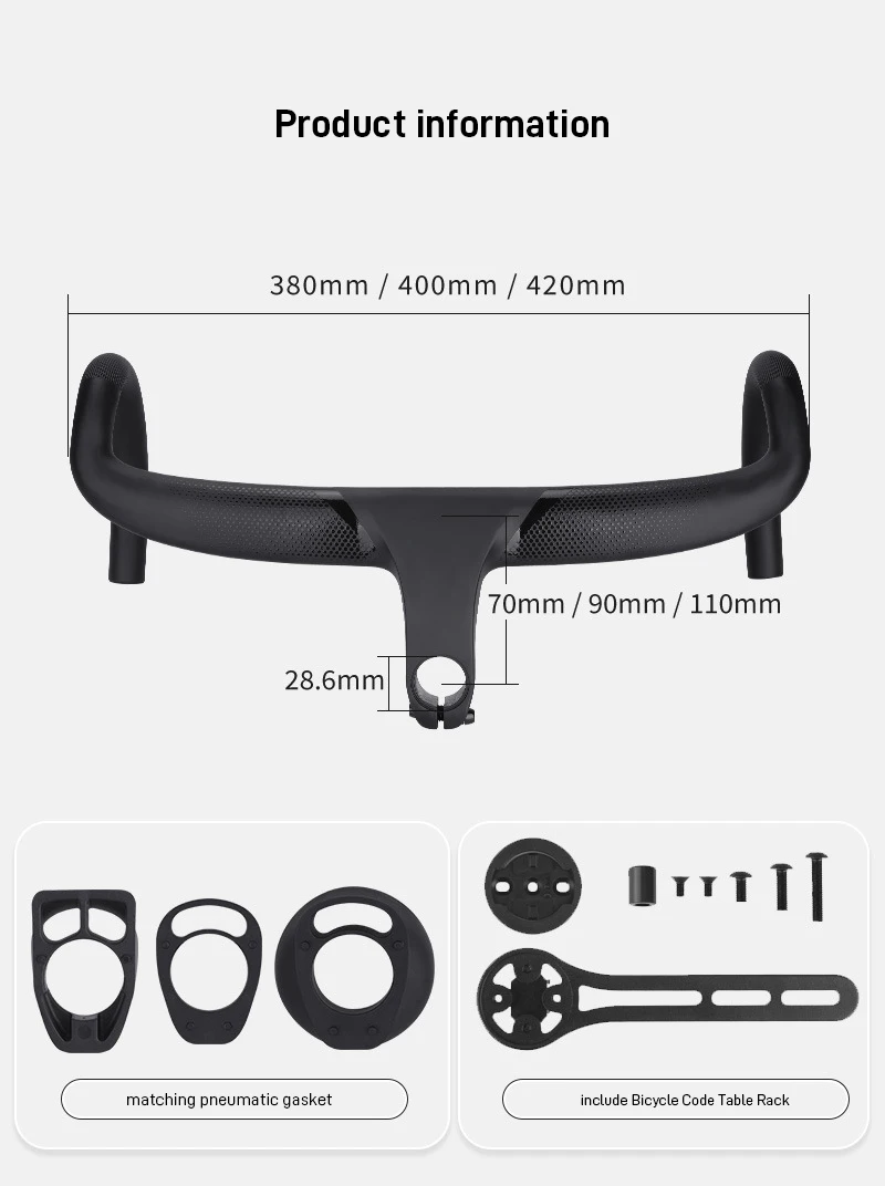 

Bicycle Handlebar MTB 380/400/420mm Integrated Handlebar Aluminum Alloy Inner Routing Handlebar Road Bike Mtb Bike Accessories