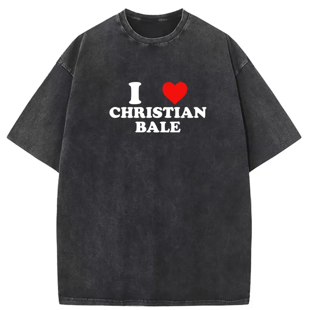 I Love Christian Bale T-shirt Heart Graphic Long Sleeve Tee Shirts For Men Fashion Crew Neck Women Letters Tops Tee Streetwear