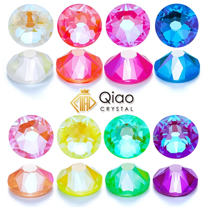 QIAO 2088 Electric Neon Colors Non Hotfix Crystal AB Bedazzling Flatback Rhinestones SS16 SS20 SS30
