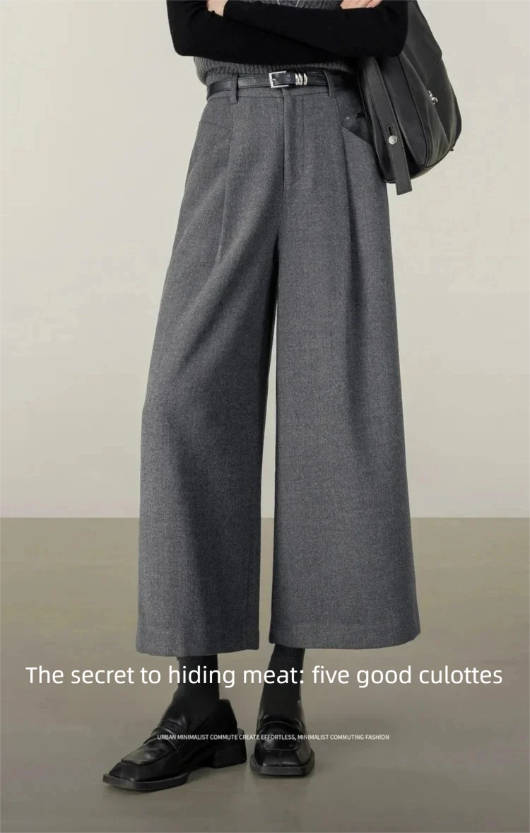 SENTUBILA Women's Ankle-Length Pant 2026 Autumn Elastic Waist Pleated Trousers Loose Fit Office Commuter Bottoms 154K58799