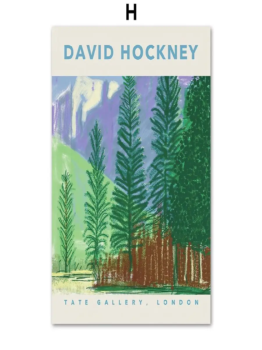 David Hockney Inspired Green Trees & Flowers Canvas Art - Nordic Landscape Wall Decor Poster Print for Home