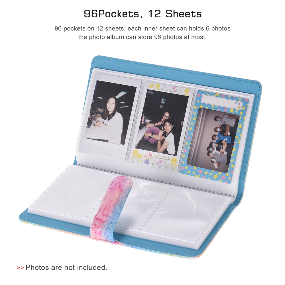 96 جيوب ألبوم صور صغير ألبوم صور لـ Fujifilm Instax Mini 9 8 7s 70 25 50s 90 ألبوم صور أفلام ملونة