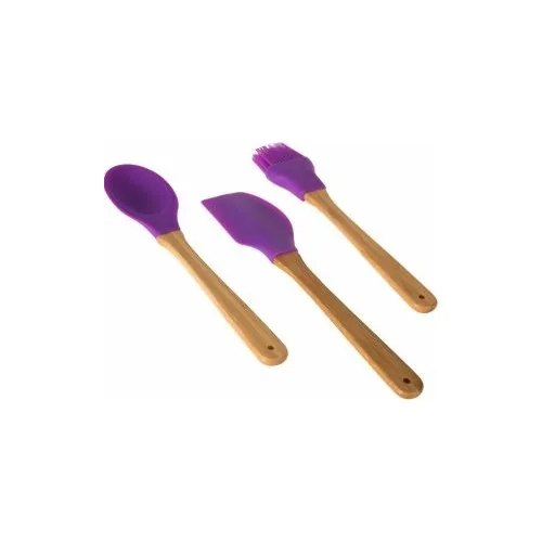 In-House Fame Home 3'lü Bamboo Handle Silkon Kitchen Set