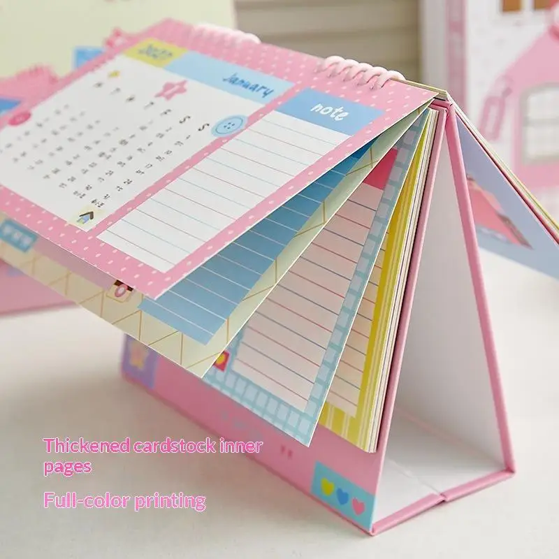 2027 Kawaii Cartoon Desk Calendar Pastel Colorful Daily Planner for Student School Homework Office Schedule Organizer