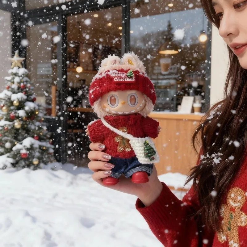 人形の服 15-17 センチメートルラブブ服メリークリスマス帽子ミニぬいぐるみ人形アクセサリー新年ドレスギフト