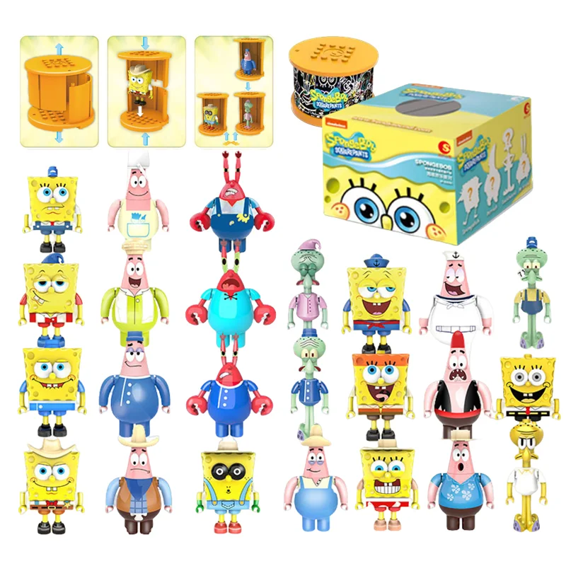 

SpongeBob SquarePants Crab Boss Station Octopus Brother Action Figure Building Block Puzzle Model Doll Blind Box Toys Kids Gifts