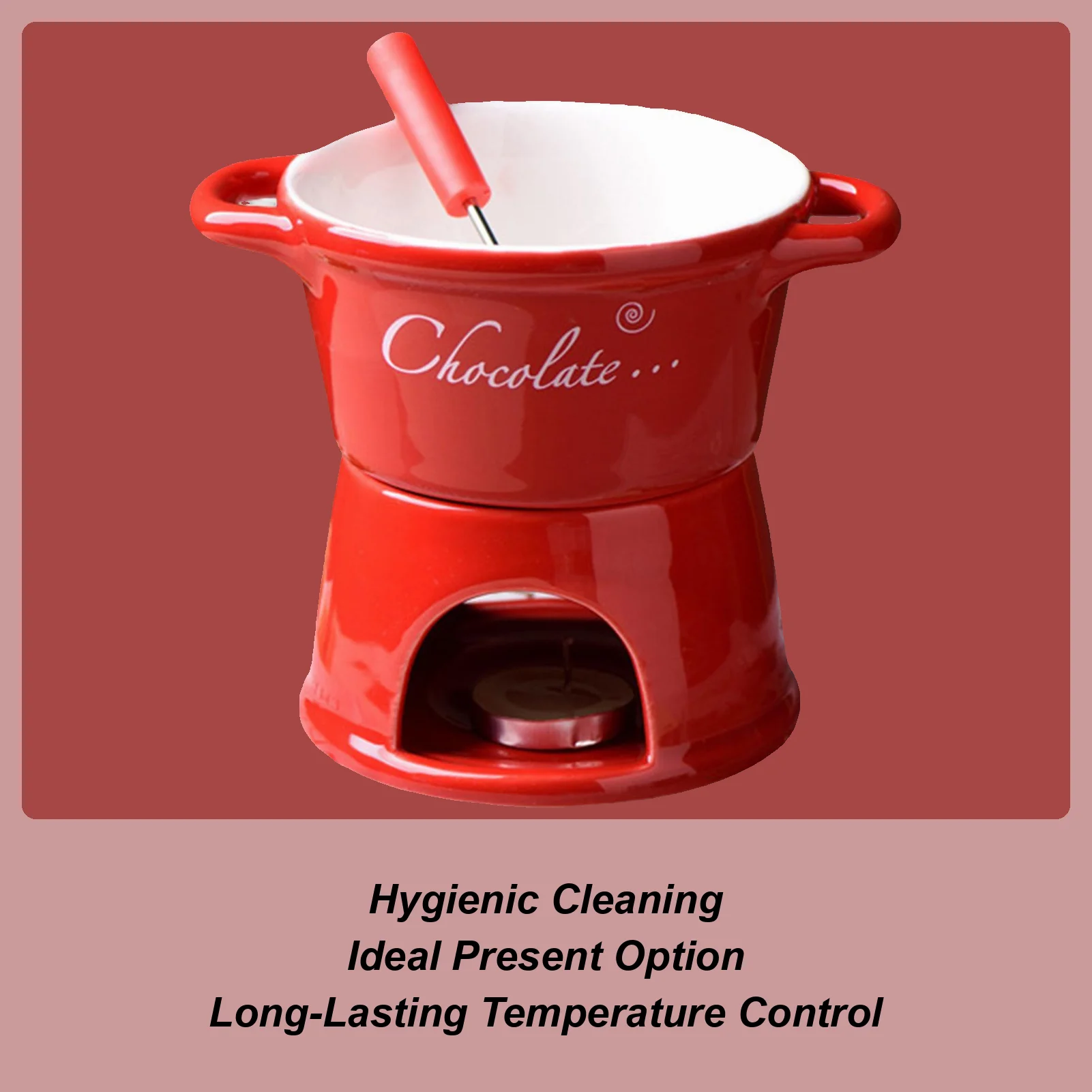 

Chocolate Fondue Mug Ceramic Butter Warmer With Fork Personal Fondue Coffee Mug Warmer For Birthday Wedding Valentine's Day