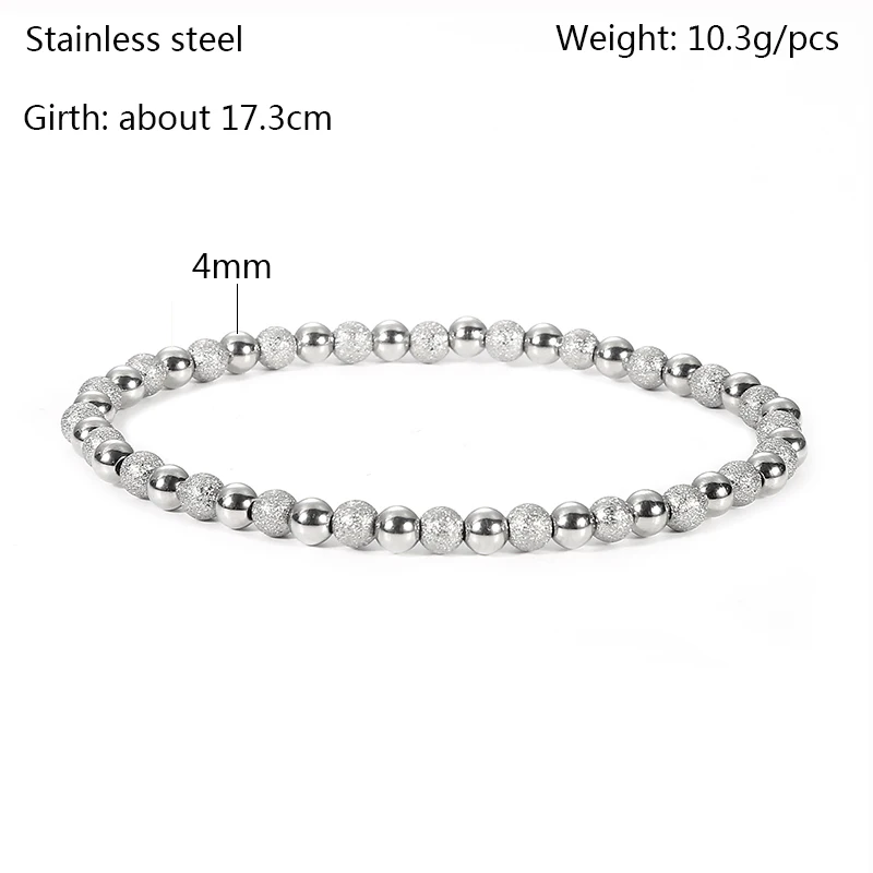 Metal Stainless Steel Waterproof Jewelry Women\'s High Quality 18K Gold Charm Sand Ball Shiny Beads Mixed Color Elastic Bracelets