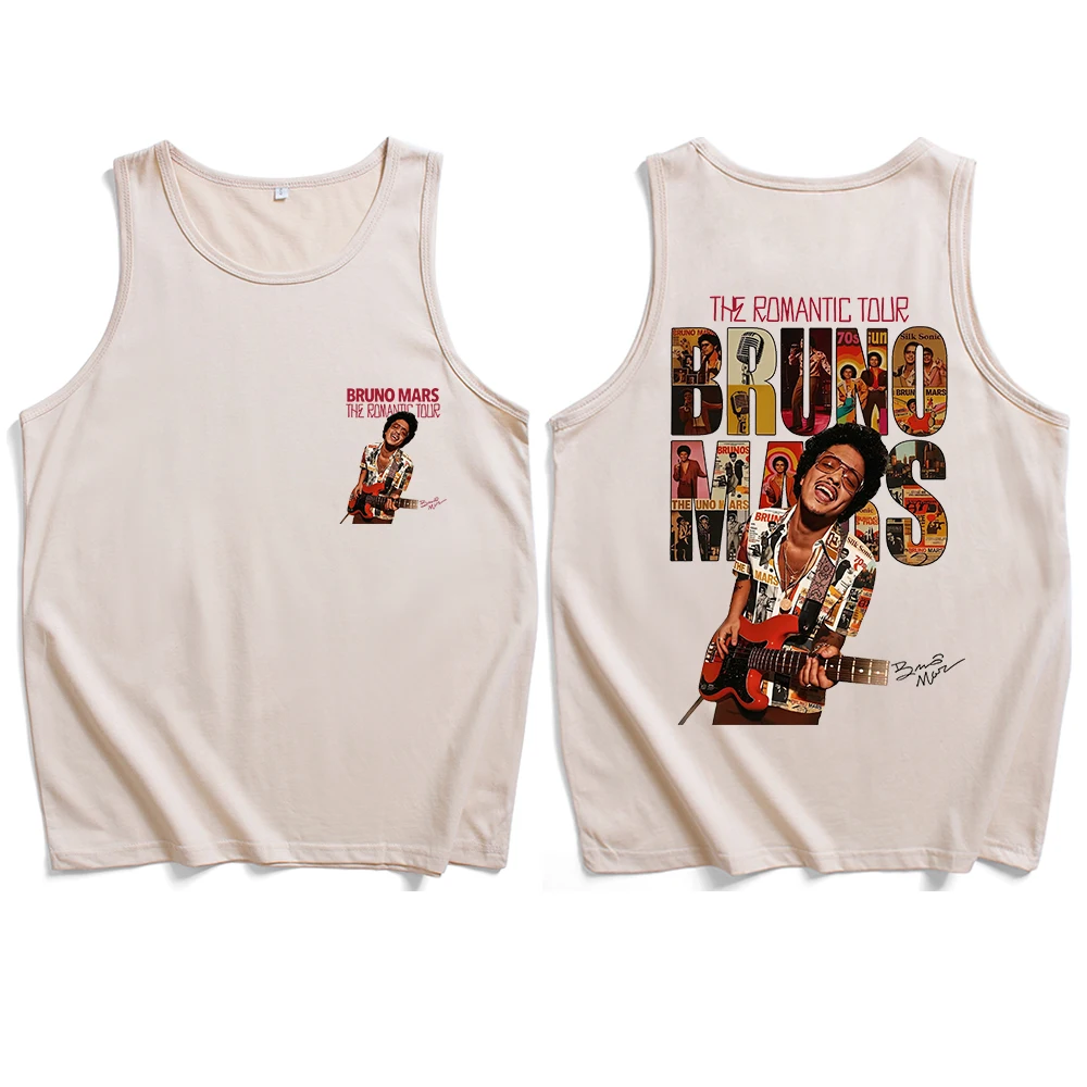Bruno Mars The Romantic Tour 2026 Tank Top Unisex Casual Sleeveless Cotton Streetwear Hip Hop Graphic Print Vest Tops