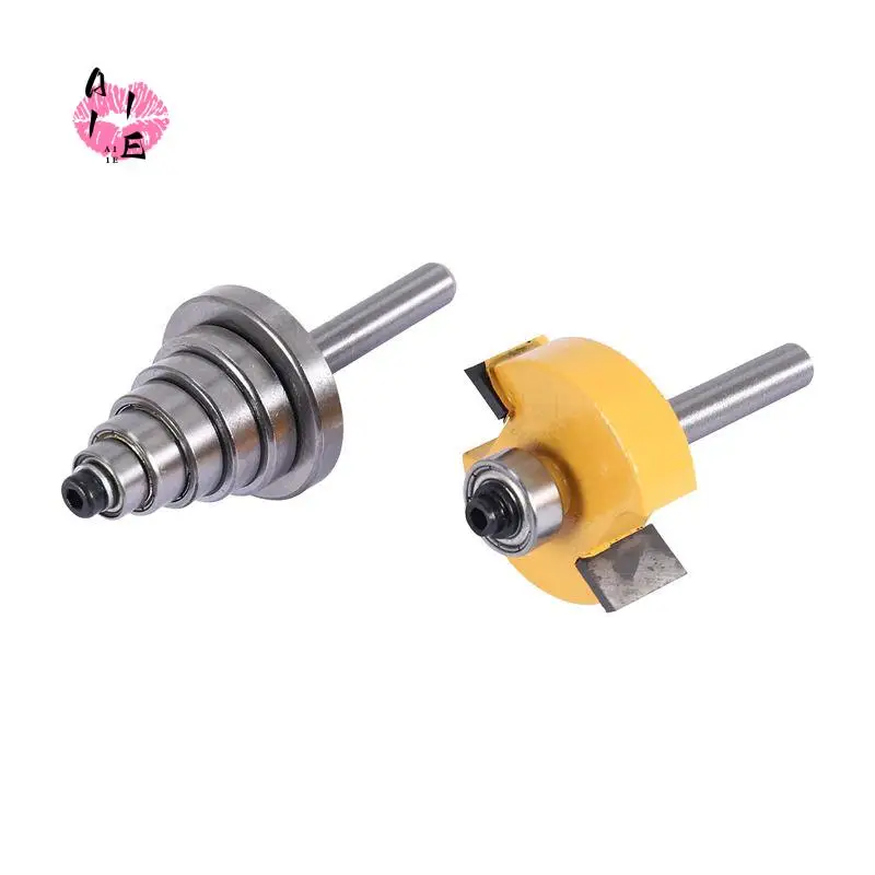 A11E-1/4 Inch Shank Rabbeting Router Bit With 6 Bearings Set For Multiple Depths 1/8 Inch, 1/4 Inch, 5/16 Inch, 3/8 Inch, 7/16 I