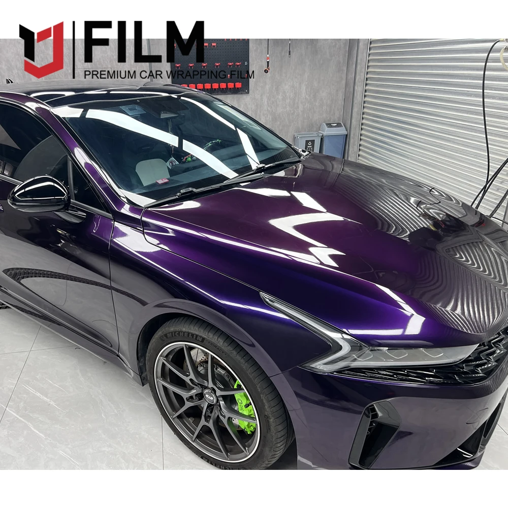 

High Quality PET Metallic Midnight Purple Car Body Vinyl Wrap Gloss Black Purple Vehicle Self Adhesive Change Color Films
