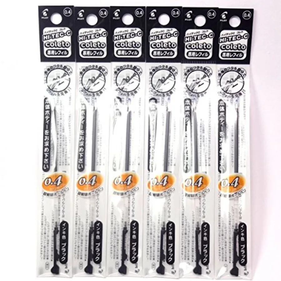 

Hi-Tec-C Coleto Gel Ink Pen Refill 0.4mm, Black, × 6 Packs/total 6 pcs Japan Import [Komainu-Dou Original Package]