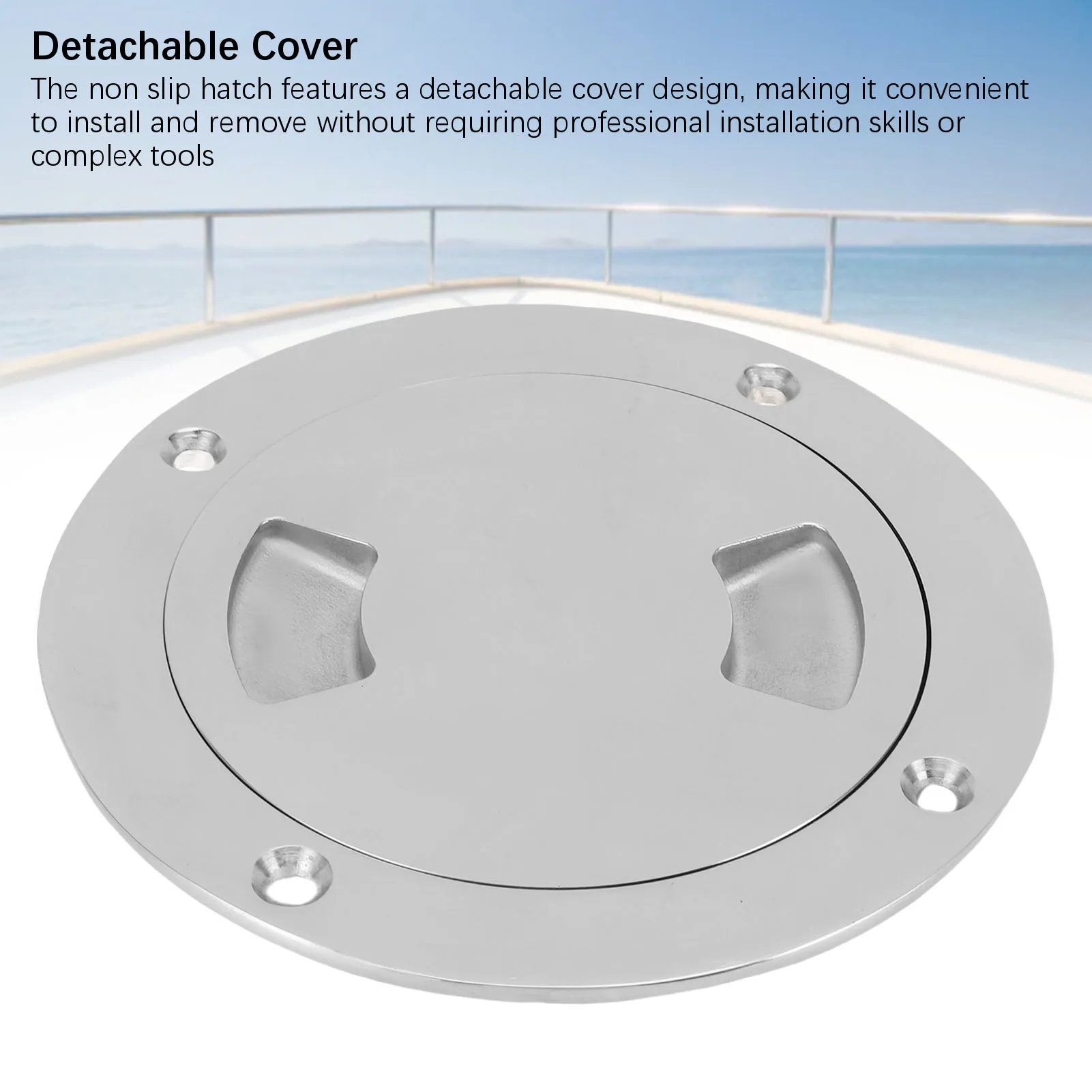4 بوصة قارب مستدير يفقس غطاء قابل للفصل 316 الفولاذ المقاوم للصدأ عدم الانزلاق سطح السفينة لوحة التفتيش يخت لسفينة اليخوت البحرية #4