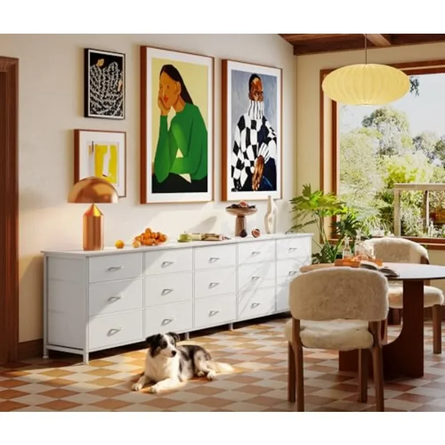 Bedroom dresser and TV stand, 86.6 inch long, wood finish, black, spacious storage and stable support for 65/75/85 inch TVs