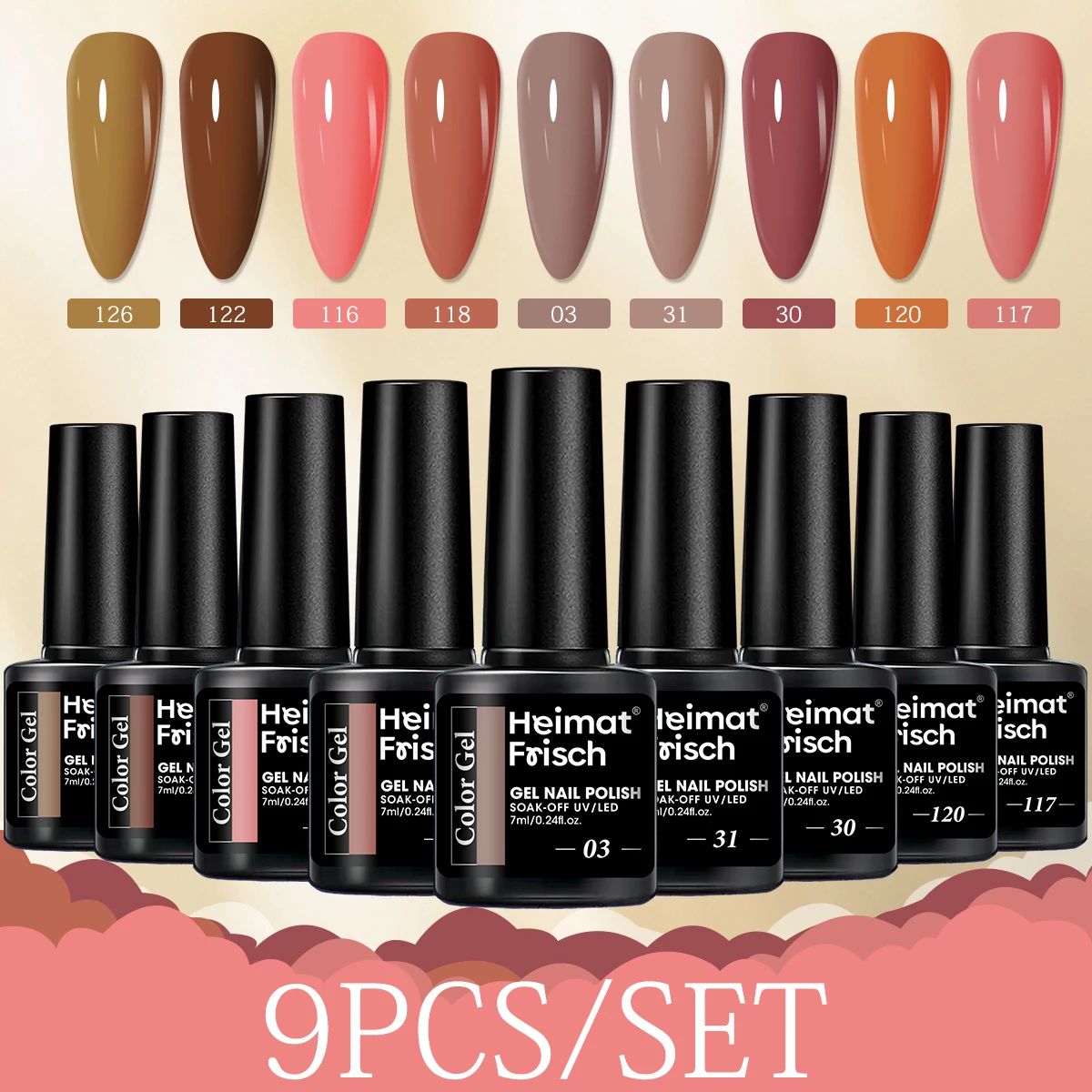 طقم مكون من 9 قطع من طلاء أظافر شبه دائم يدوم طويلاً، خالي من الكحول، قابل للإزالة، مناسب للمنزل والصالون الاحترافي DIY. #6