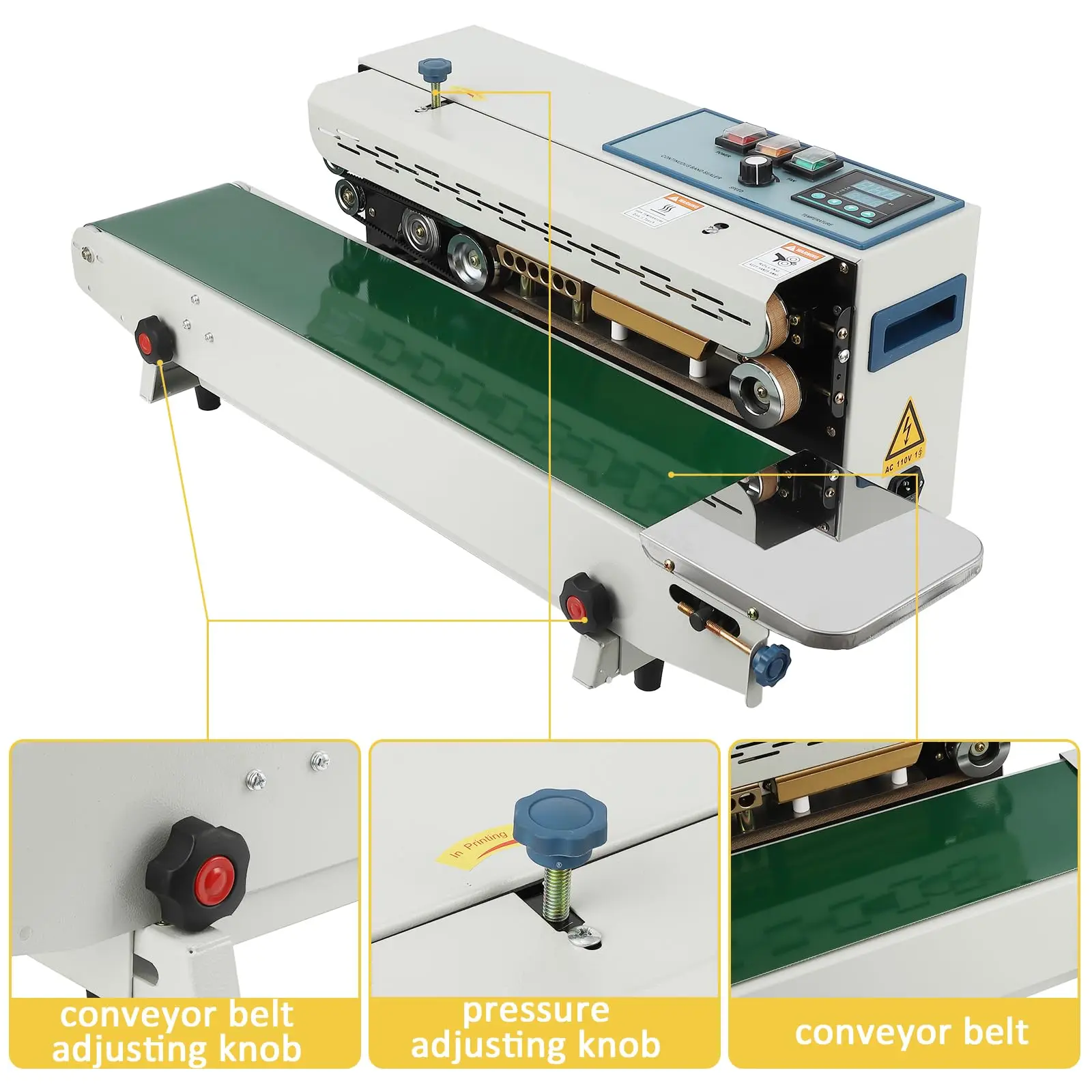 سدادة شريط حقيبة مستمرة 0-16 متر/دقيقة تحكم رقمي/محاكاة في درجة الحرارة مع طباعة التاريخ لأكياس بلاستيكية 0.02-0.08 مللي متر