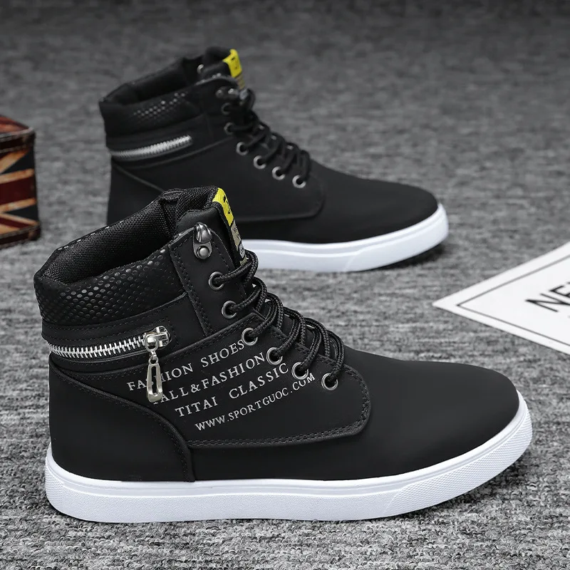 

Men's Skateboarding Shoes High-Top Sneakers Casual Sports Shoes Men Street Shoe Men Flats Leather Walking Shoe Chaussure Homme1