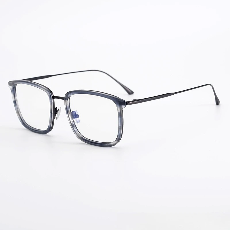 

handmade myopia glasses square frame, wide face frame, pure titanium plate ultra-light