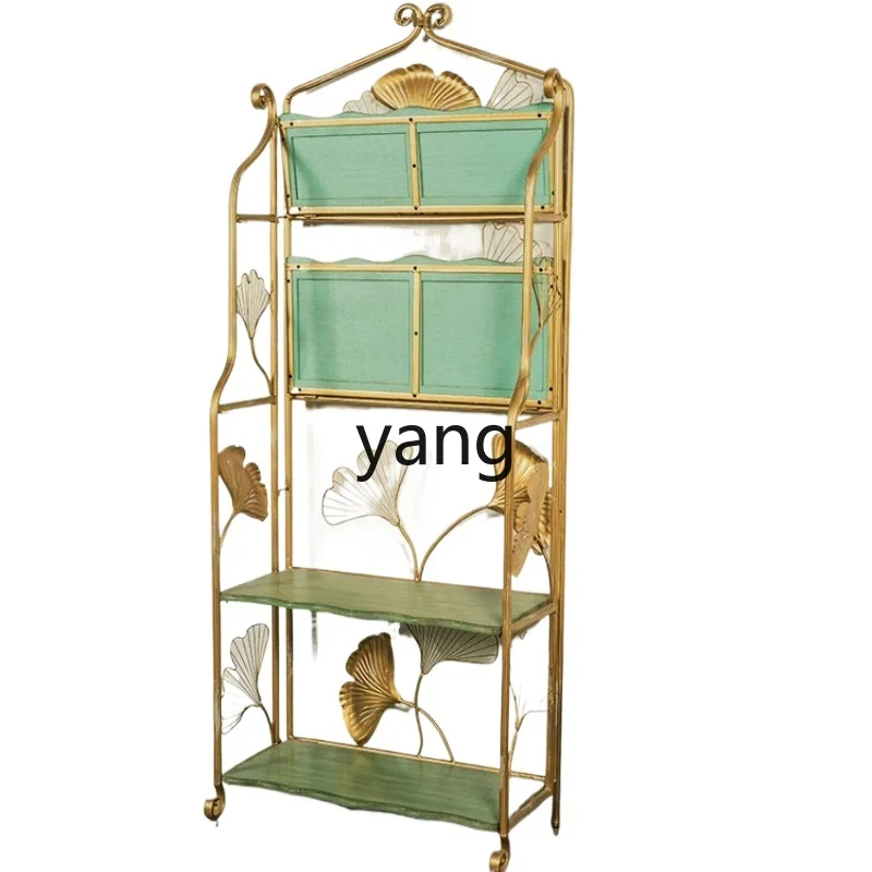 Lmm retro shelf solid wood wrought iron living room study display rack floor display rack