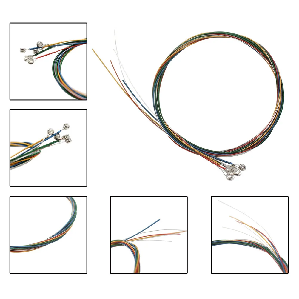 

6Pcs Alloy Guitar Strings Acoustic String Set Coated for Durability Colorful Design Improved Sound Clarity for Folk Guitar