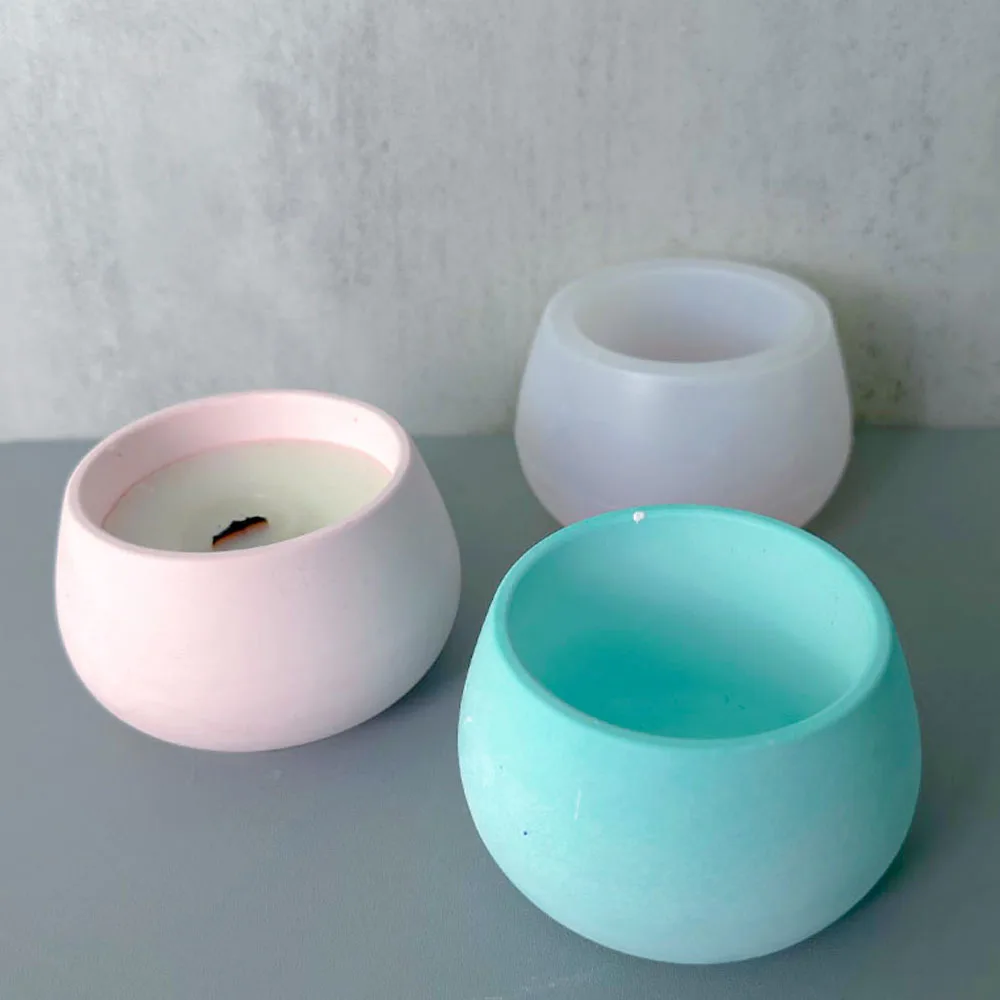 Runde Kerze Glas Silikon form DIY Aufbewahrung sbox Handwerk Ornament Herstellung Gips Epoxidharz Beton Vase Gussformen Wohnkultur