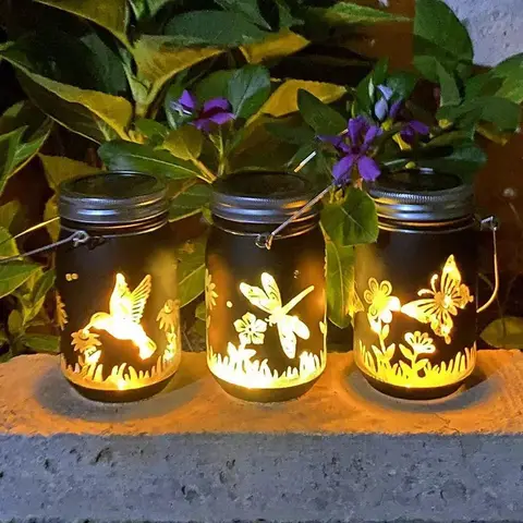 Mason jar lâmpada oca luzes de vidro à prova dwaterproof água lanternas solares pendurado ao ar livre caminho festa decorações do jardim