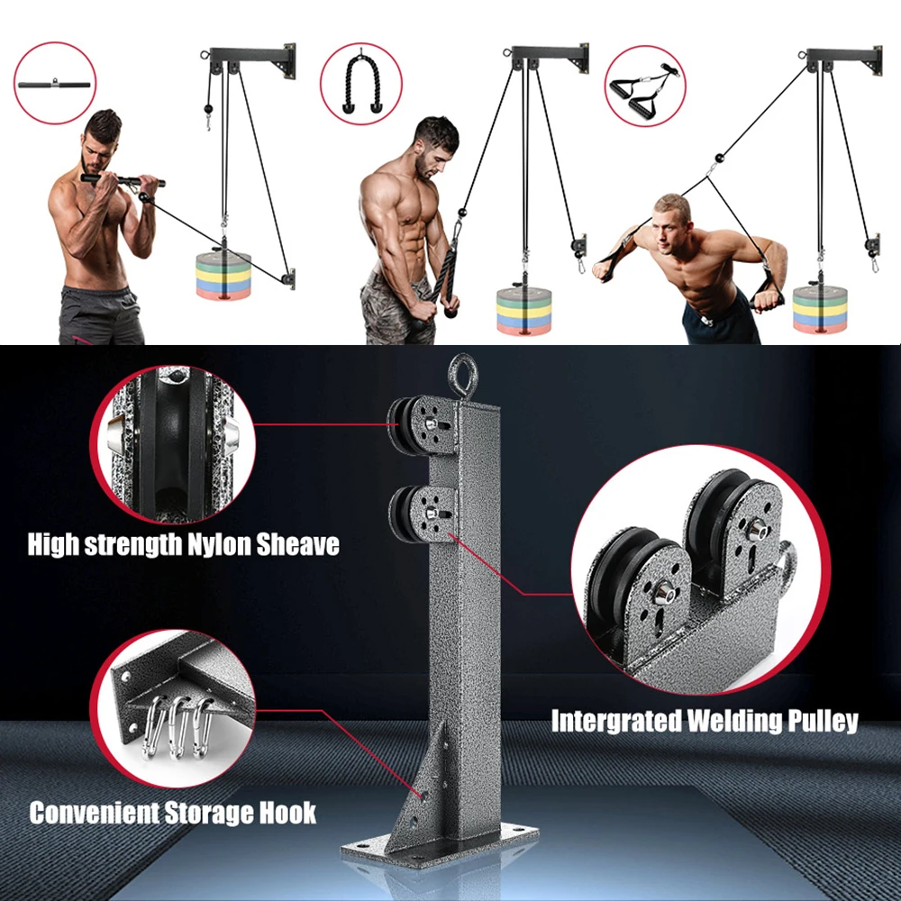 Wall-mounted DIY Pulley Cable Machine Attachment System Biceps Triceps Strength Trainning Sport Workout Fitness Equipment Set